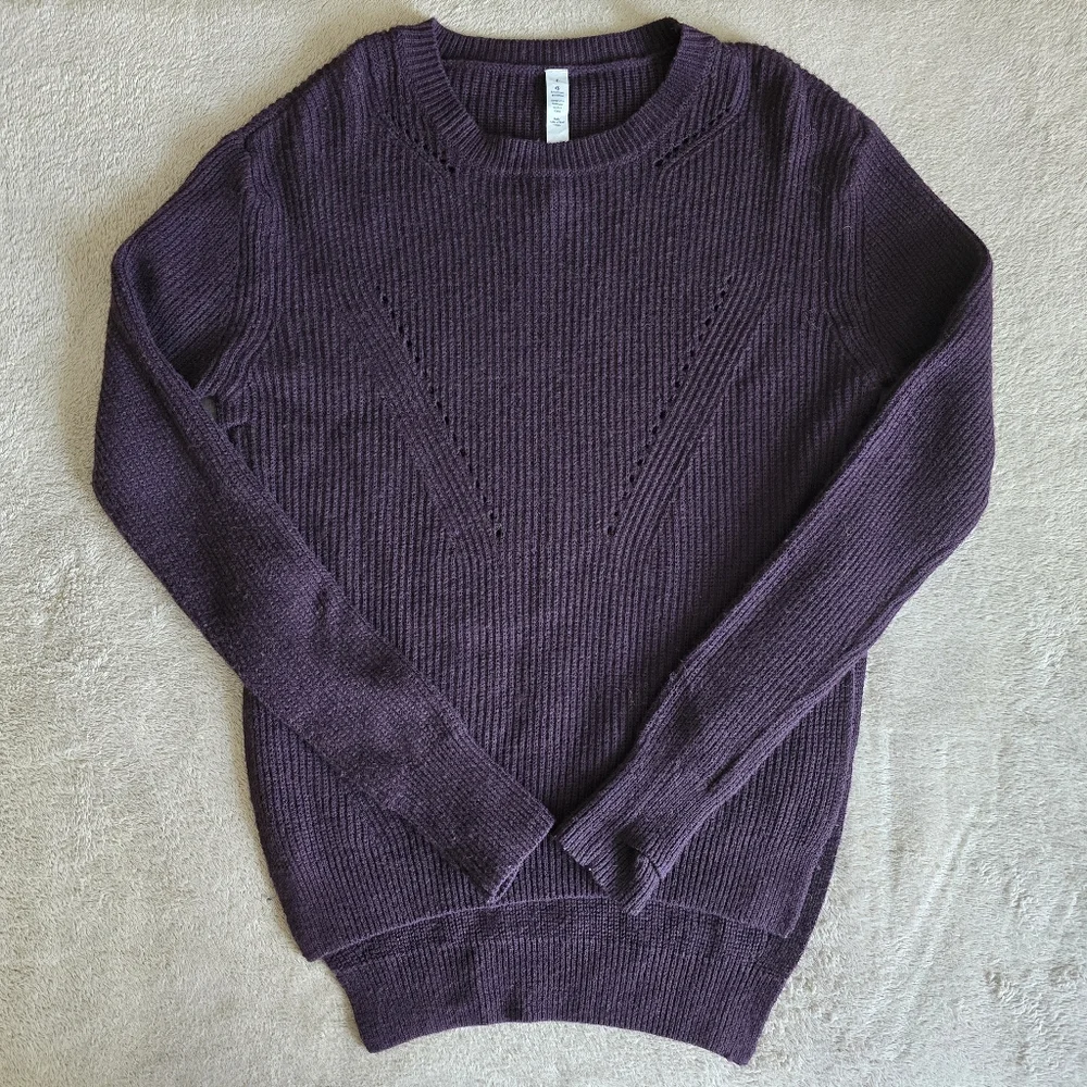 Lululemon Seva Merino Wool Sweater Black Cherry Size 8 - Picture 6 of 13